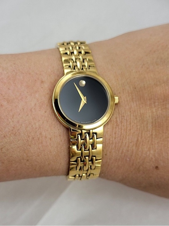 Movado Accessories - Movado Museum Black Dial Gold 88 E4 1845 Women’s Watch